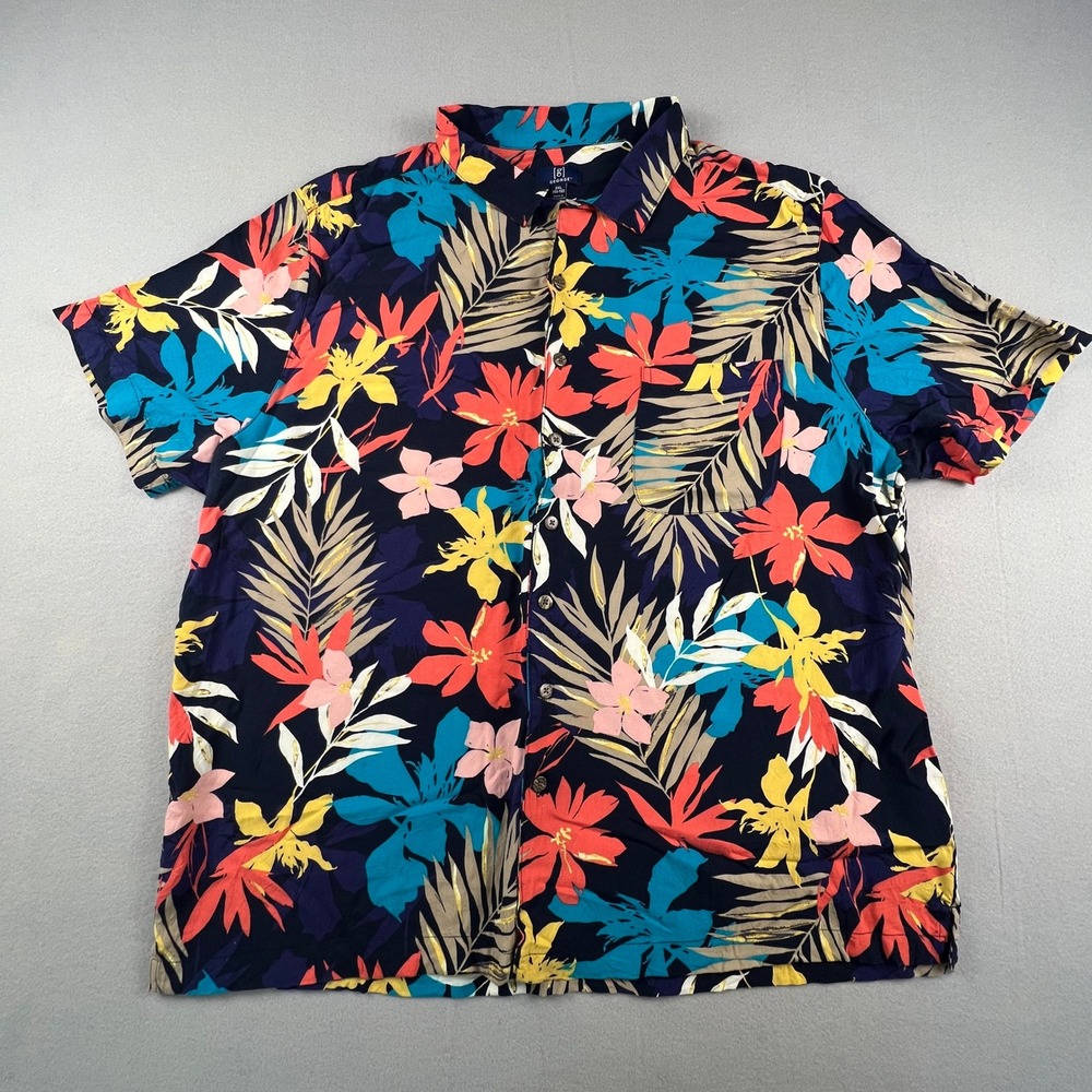 Hawaiian Button Down Shirt 2XL Multi Floral Tropical Palm‎ Summer Beach Vacation